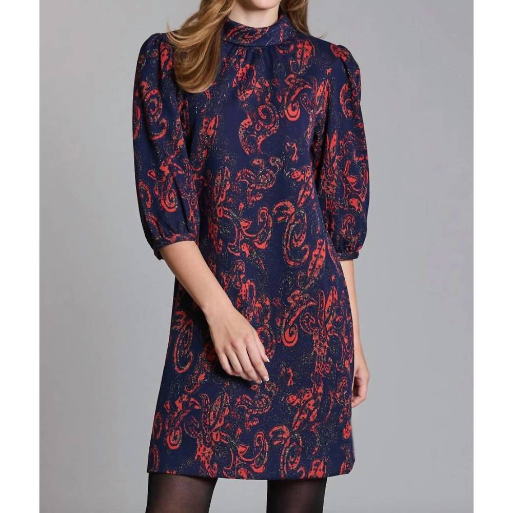 Tyler Boe Vicky Graphic Blue Orange Paisley Knit Dress Small
